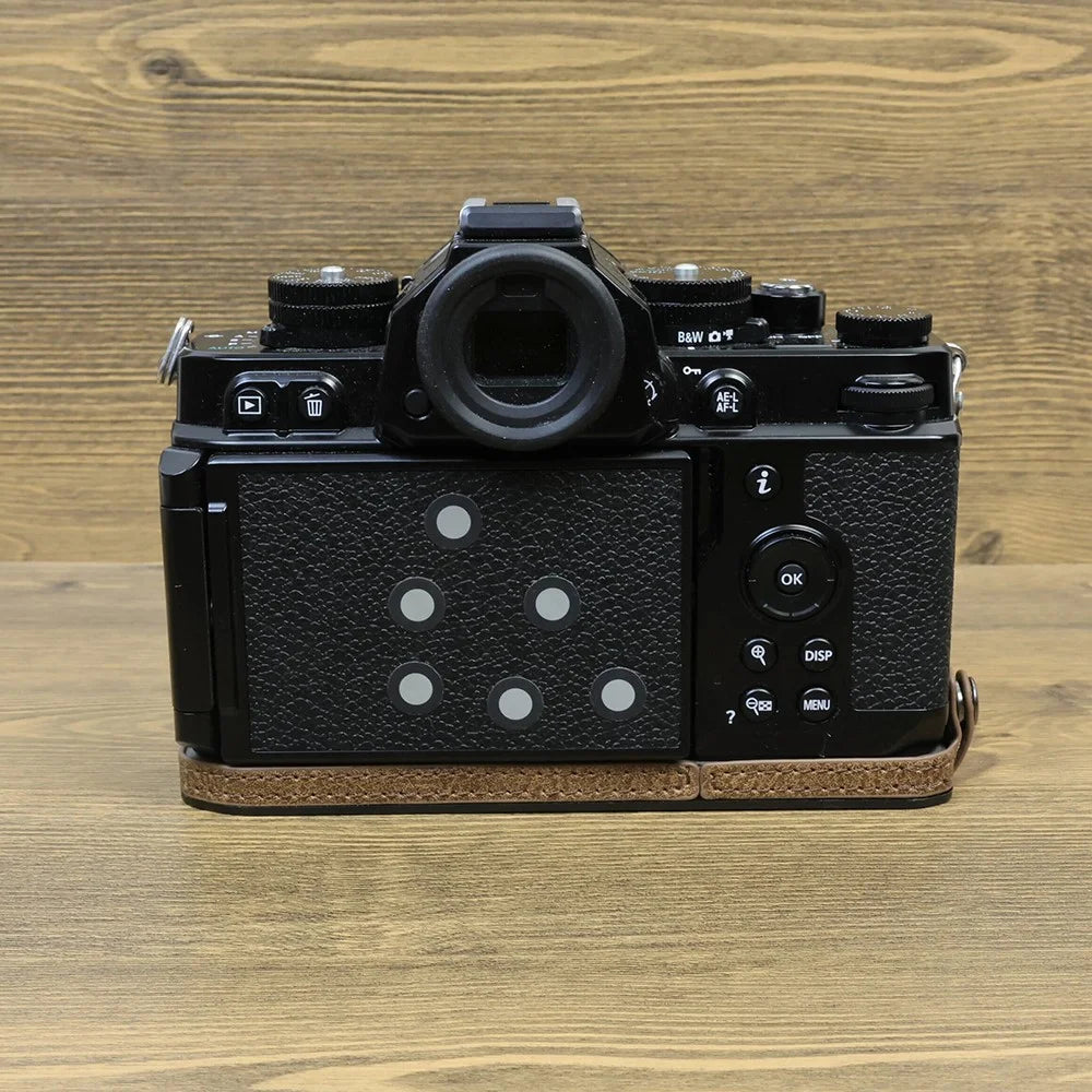 For Nikon ZF PU Leather Camera Bag Battery Opening Anti-drop Protective Case - Khaki - 7