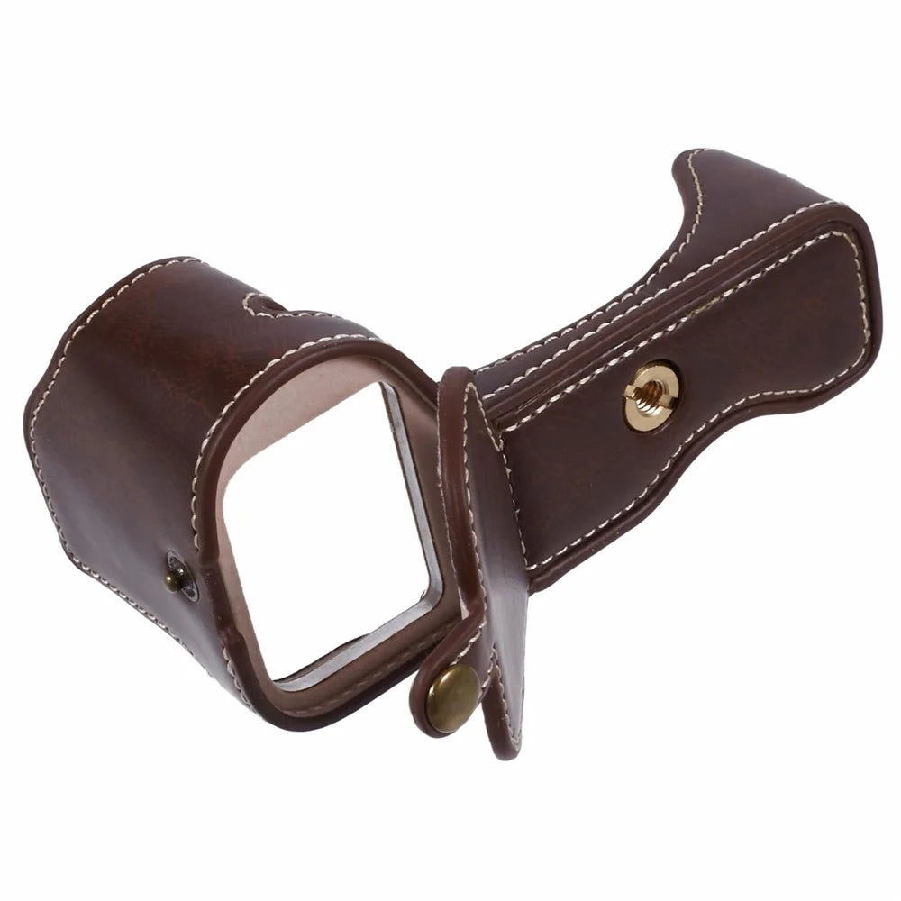 For Nikon Z 30 / Z 50 Anti-Scratch Camera Bottom Cover Screw Design PU Leather Half Body Case - Coffee - 7