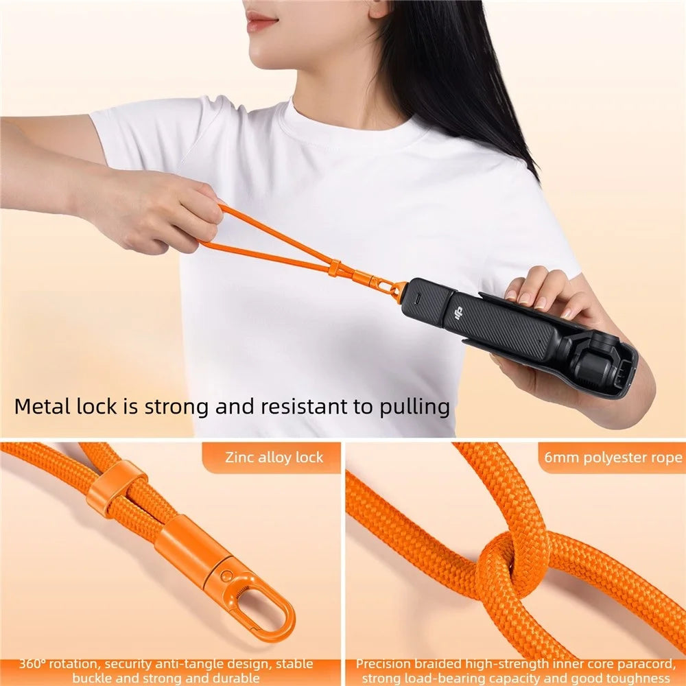 21cm Hand Strap for Insta360 Luna Ultra Camera Adjustable Wrist Lanyard Anti-Lost Self-Locking Buckle Polyester Rope - Orange - 3