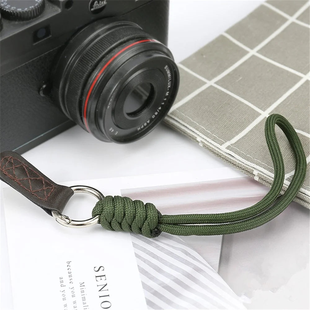 SLR Camera Cotton Braided Hand Strap Camera Cellphone Key Lanyard Anti-lost Wrist Rope - Black - 3