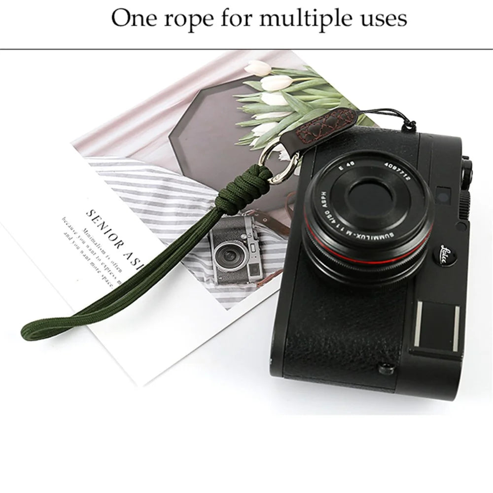 SLR Camera Cotton Braided Hand Strap Camera Cellphone Key Lanyard Anti-lost Wrist Rope - Black - 5