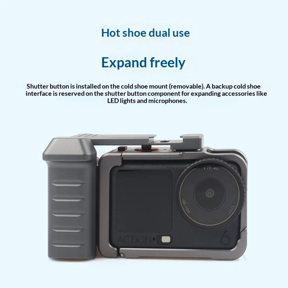 For DJI Osmo Action 6 Street Photography Camera Handle Kit Rabbit Cage Quick Release Interface and Shutter Button Set - 6