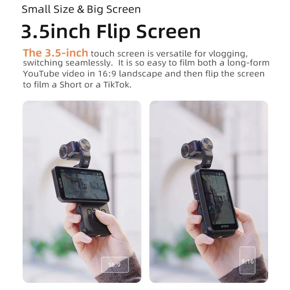 ORDRO M5 3 Axis Stabilizer Gimbal 3.5 Inch Rotating Screen Camcorder HD DV Travel Pocket Camera - 5