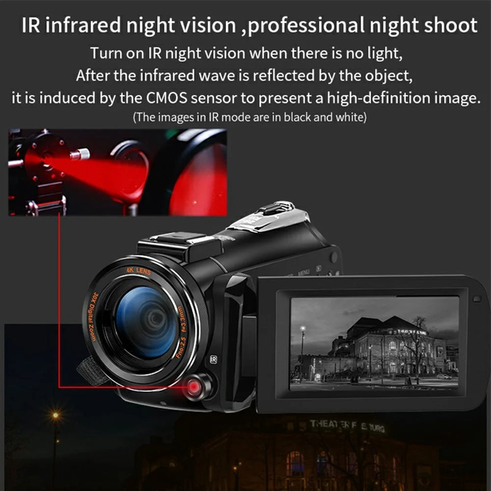 ORDRO AZ30 3.0 Inch IPS Touch Screen Night Vision Digital Camcorder 4K UHD EIS Anti Shake Video Camera - 6