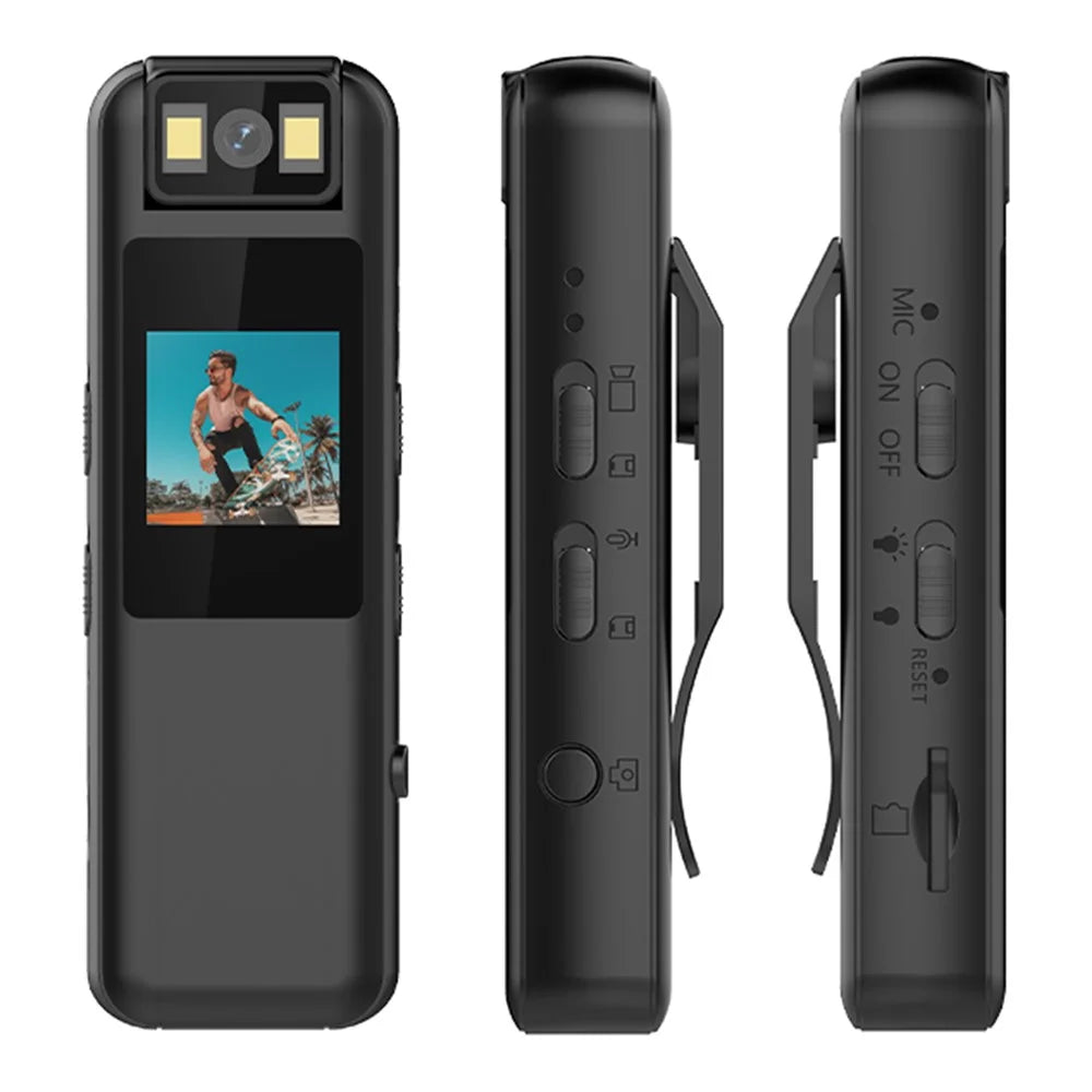 LK2315 1080P HD Sports DV Camera 180 Degree Rotatable Lens Night Vision Camcorder Handheld Bodycam, with 32GB Card + Card Reader - 1