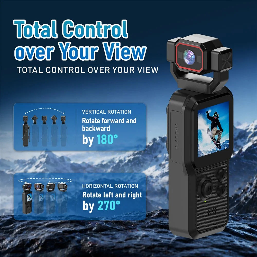 D1 Mini Pocket Camera 4K HD 1.54 Inch Screen 270 Degree Rotatable Lens WiFi Action Camera for Vlog Sports - Black - 3