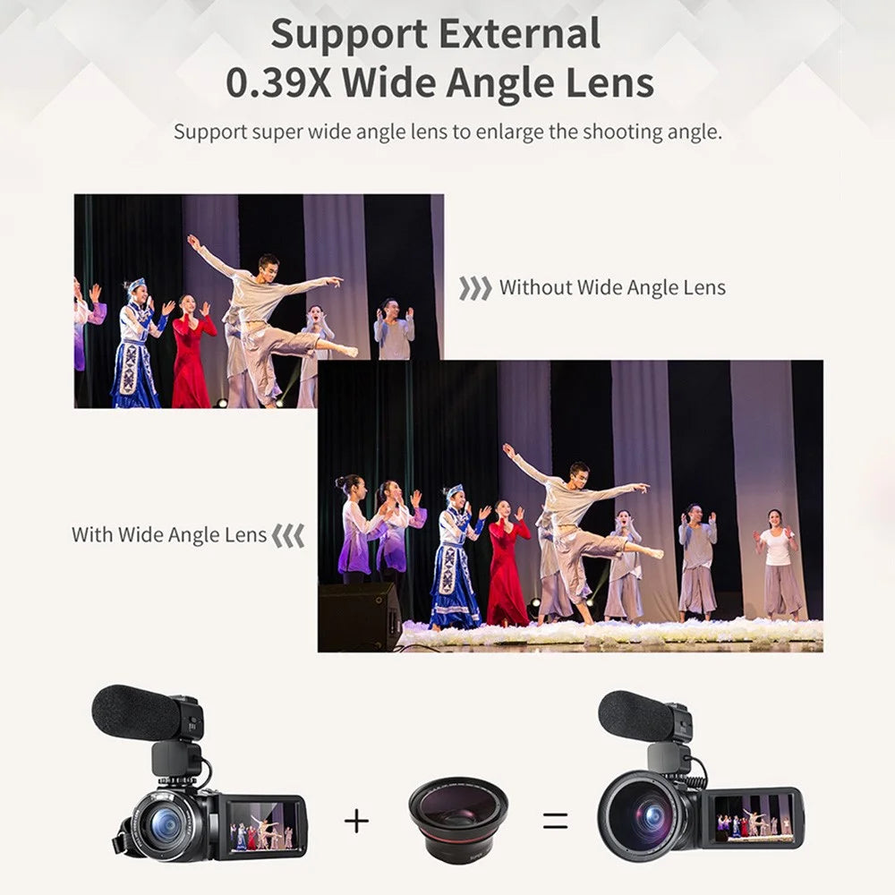 ORDRO Z20 3.0-inch 1080P HD Video Camera Night Vision Digital Camcorder with Microphone and Lend Hood - US Plug - 7