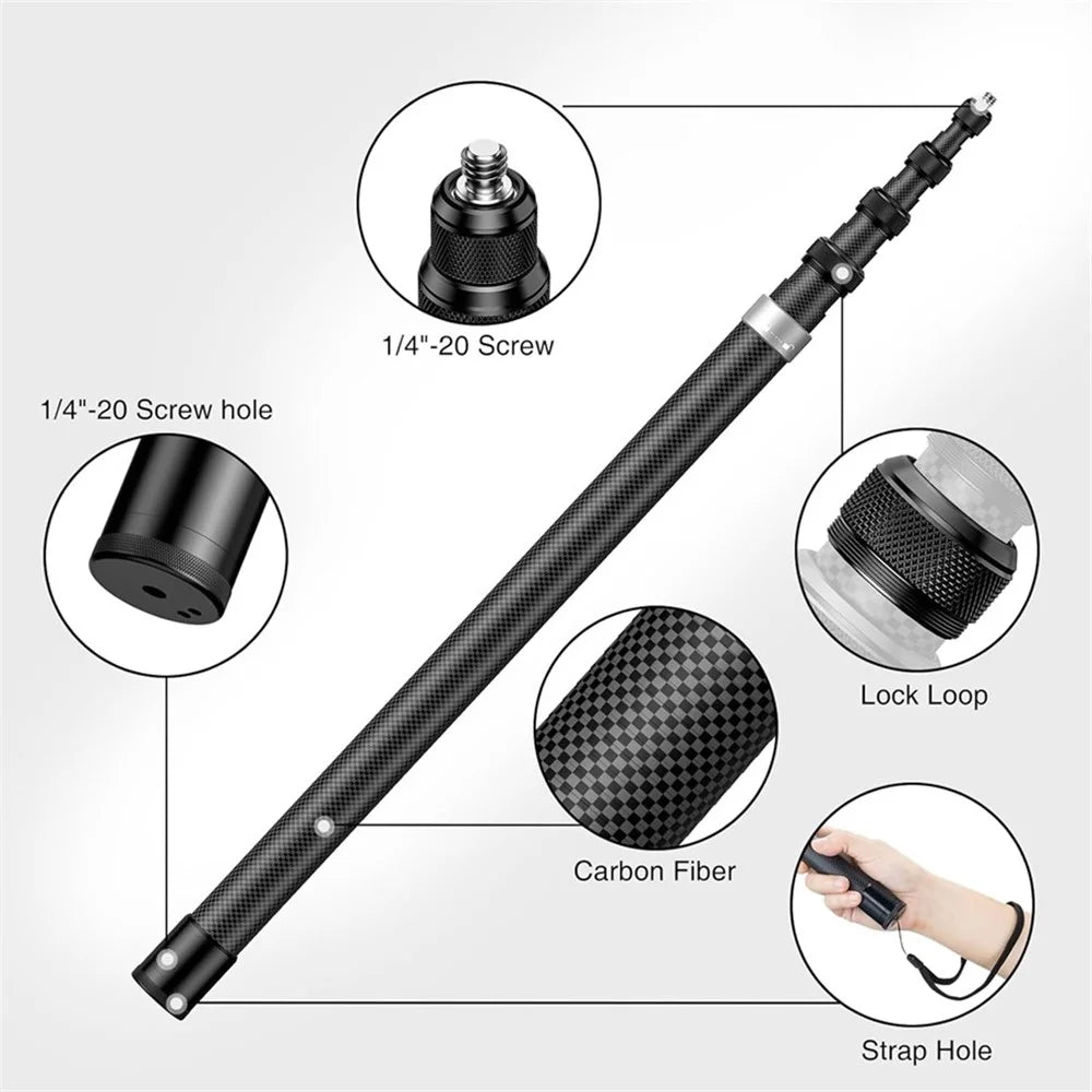 3m Ultra-Light Carbon Fiber+Aluminum Alloy Adjustable Extension Pole for Action Camera - 6