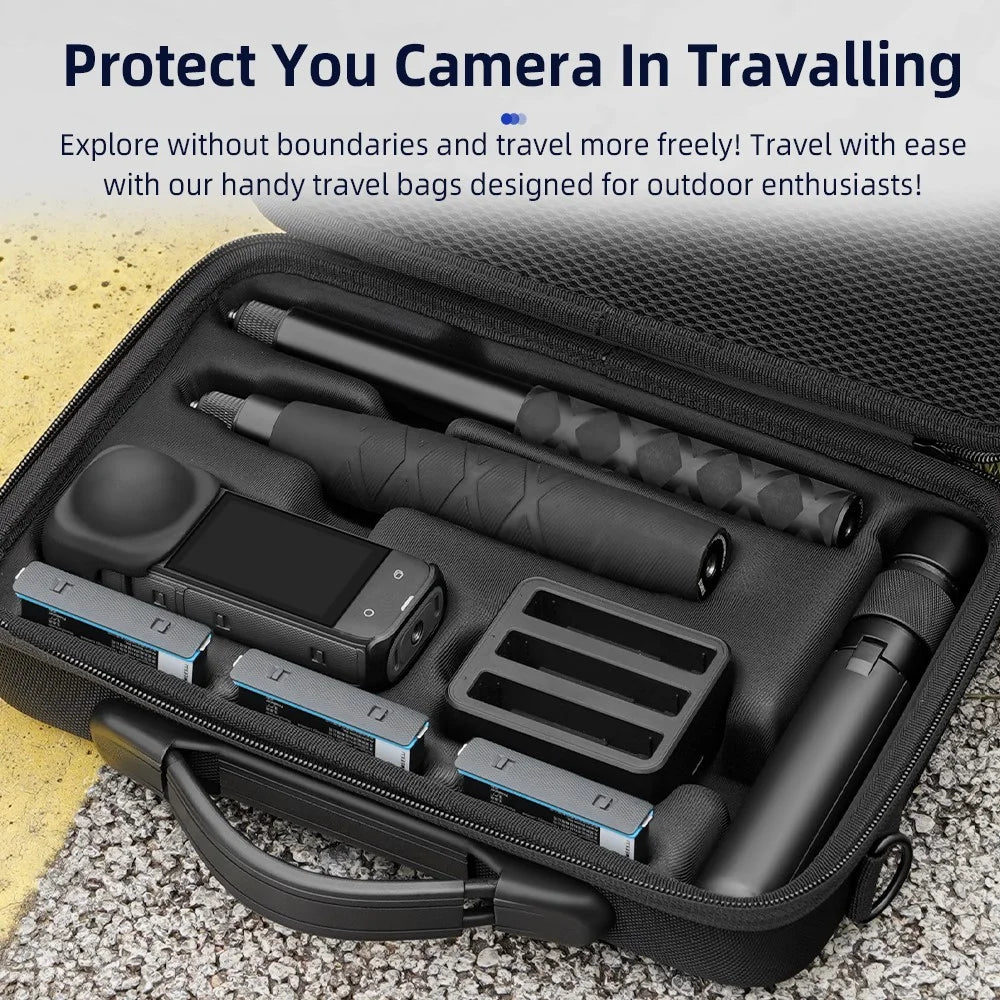 BRDRC For Insta360 X5 / Insta360 X4 Carrying Case with Shoulder Strap Protective Storage Polyester+EVA Bag - 7