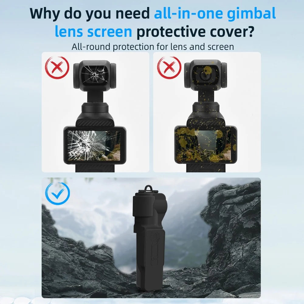 BRDRC For DJI Osmo Pocket 3 Gimbal Lens Screen Protective Cover ABS + PC Case - Blue - 3