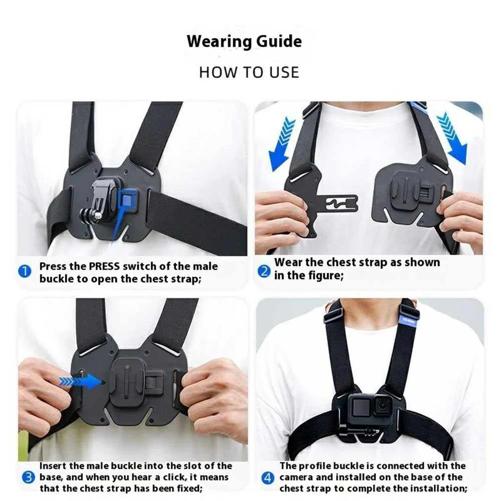 TELESIN GP-UCS-001 Chest Mount Strap for GoPro Hero 13 / Insta360 Ace Pro 2 Quick Release Phone Mount Vest-Style Strap Harness - 4