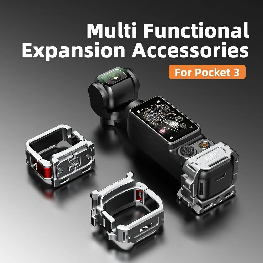 BRDRC For DJI Osmo Pocket 3 Quick Release Expansion Frame Aluminum Alloy Mount Action Camera Accessories - 3