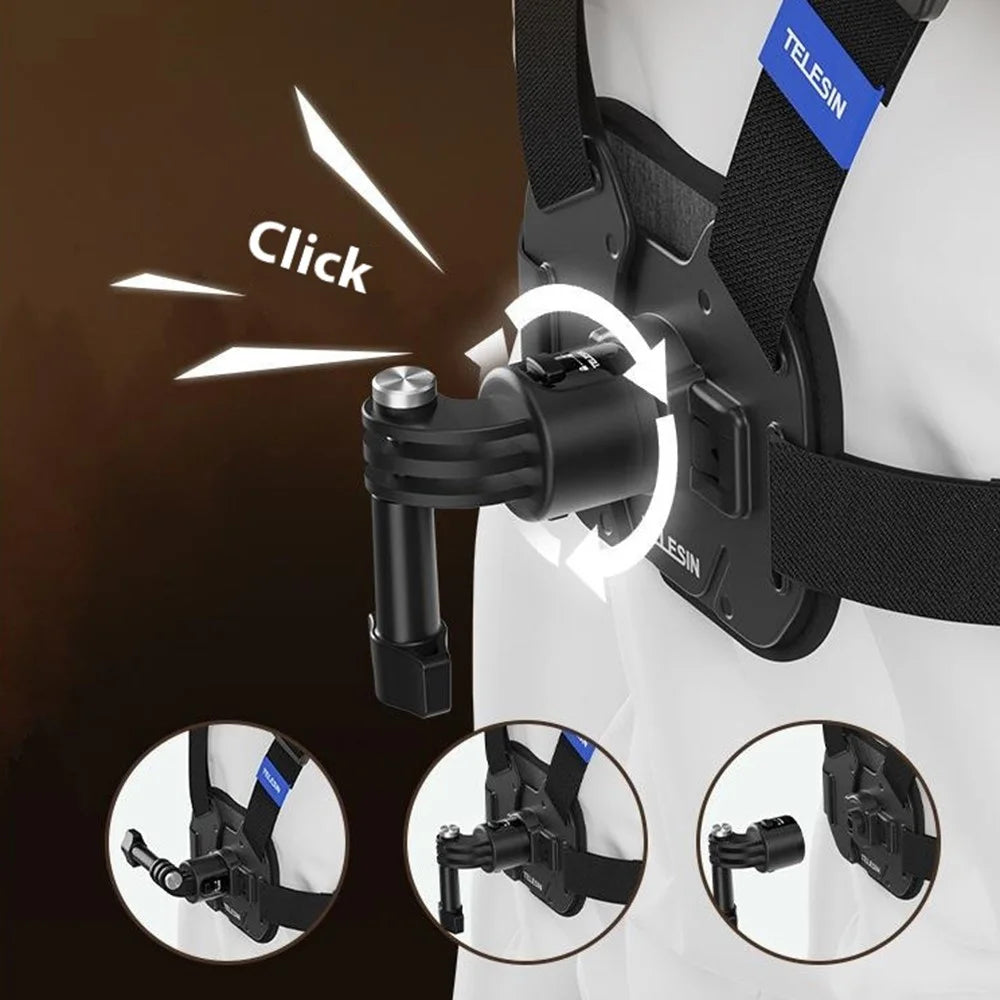 TELESIN S2-CGP-01 For DJI Osmo Action 4 / Insta360 X4 POV Chest Mount Vest Quick Release System Strap - 4