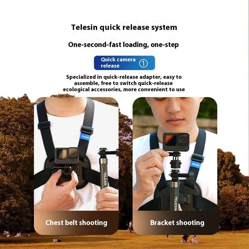 TELESIN S2-CGP-01 For DJI Osmo Action 4 / Insta360 X4 POV Chest Mount Vest Quick Release System Strap - 5