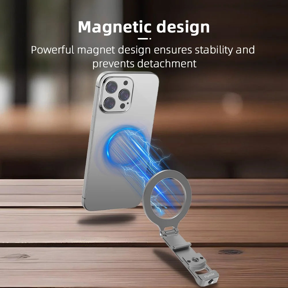 FLYMILE Magnetic Foldable Stand Phone Back Aluminum Alloy Horizontal / Vertical Support Bracket - 5