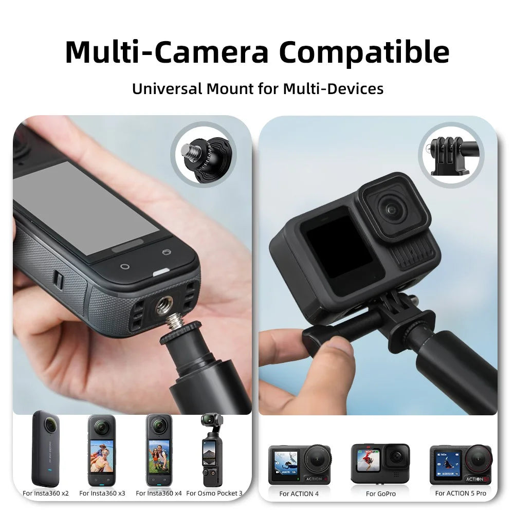 FLYMILE Action Camera Selfie Stick 5-Section Telescopic 1.3m Aluminum Alloy Extendable Pole - 6