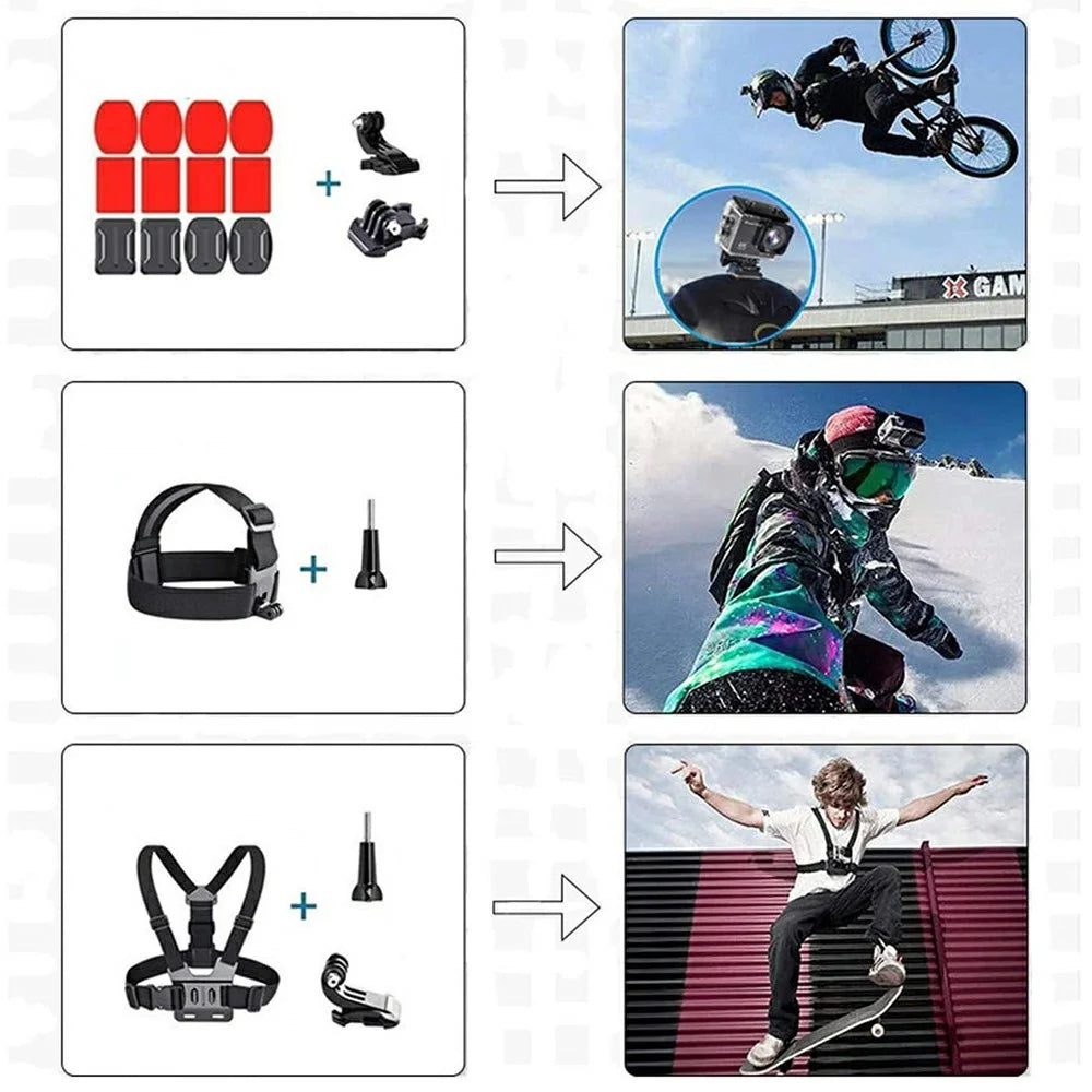 71 in 1 Action Camera Accessories Kit Chest Head Strap Selfie Stick Floating Handle Set for GoPro / DJI / Insta360 - 2
