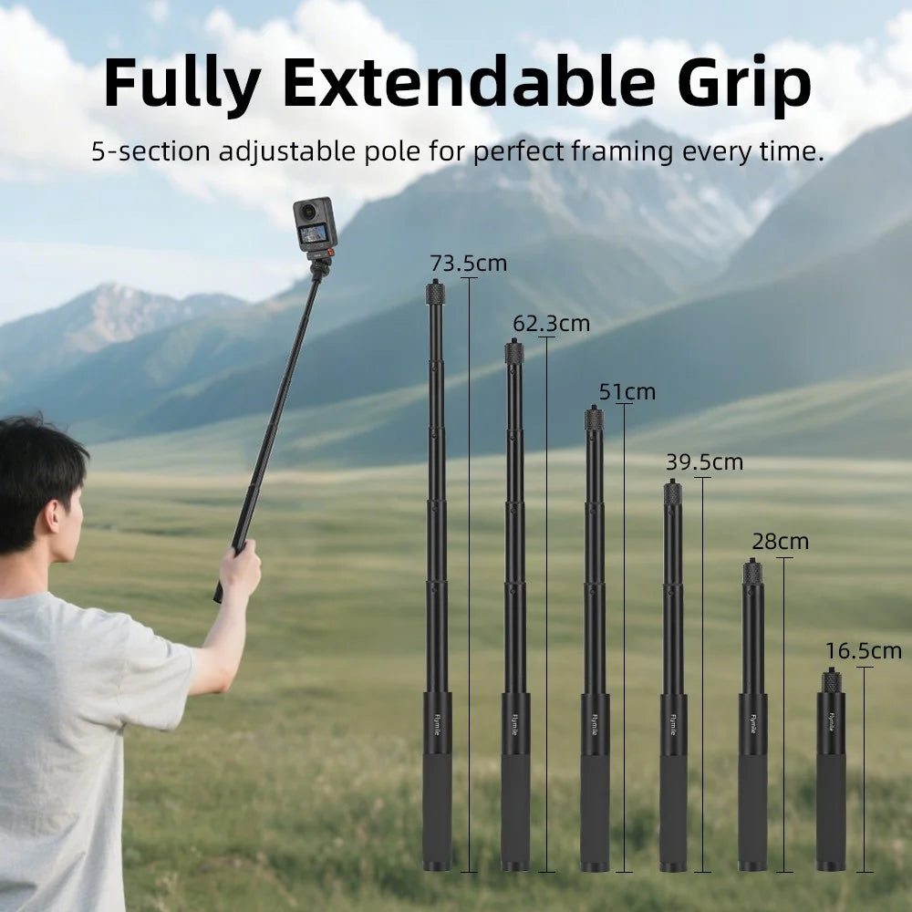 FLYMILE Action Camera Selfie Stick Extendable Pole Telescopic Handheld Monopod - 5