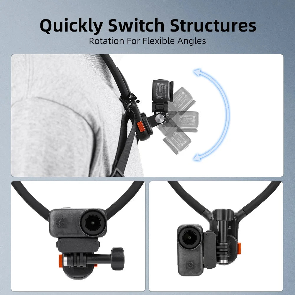 FLYMILE Quick Release Neck Mount Bracket with Strap for Action Cameras Hanging Neck Holder - 7
