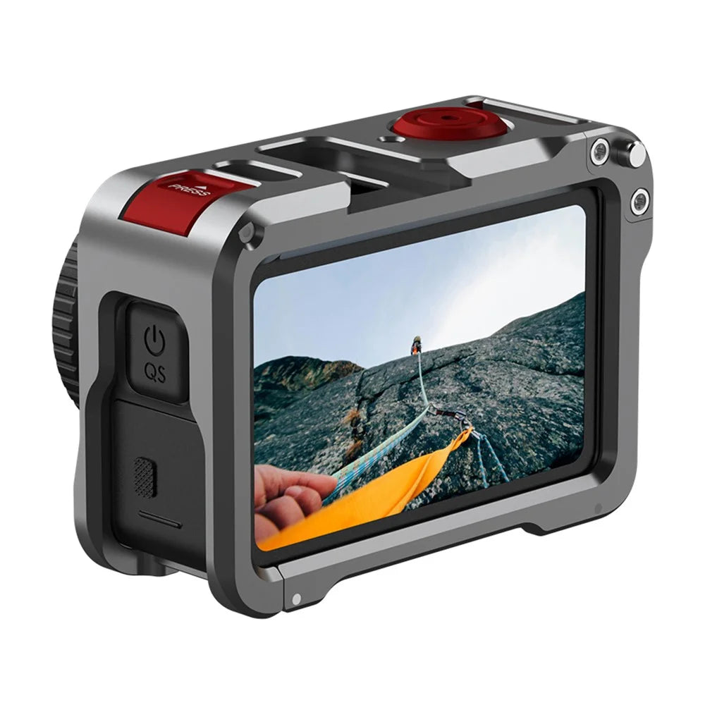 FLYMILE Double Opening Camera Cage for DJI Osmo Action 6 Protective Metal Frame with Cold Shoe and 1  /  4" Thread - 5