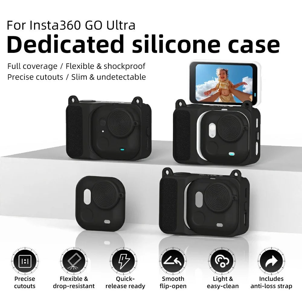 FLYMILE For Insta360 Go Ultra Silicone Case 360° Full Protection Protective Cover Compatible with Magnetic Quick-Release - 2