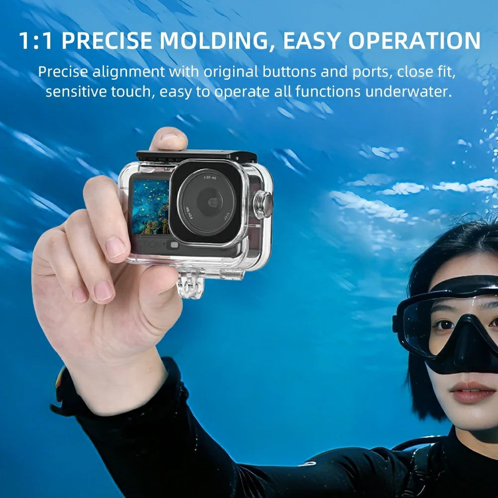 For DJI Osmo Action 6 60m Depth Camera Waterproof Case Transparent PC + Tempered Glass Anti Fog Underwater Housing - 6