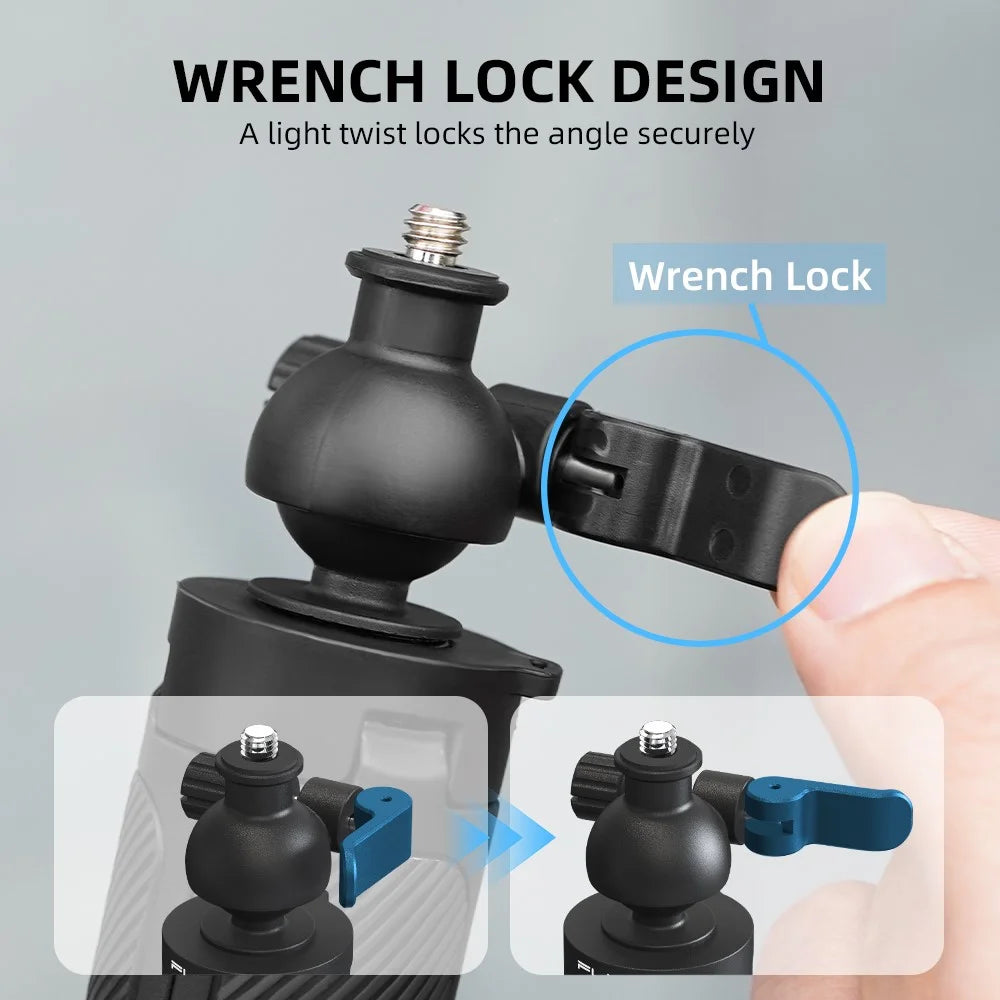FLYMILE Action Camera Extension Tripod with 1 / 4 Interface, Ball Head 360-Degree Adjustable Telescopic Stand - Black - 6