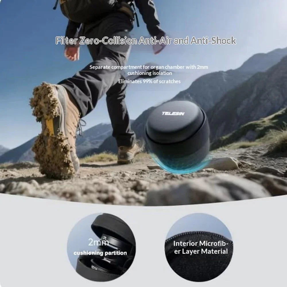 TELESIN S6-PRC-17 6 Slots Action Camera Filter Storage Case for DJI Osmo Action 6 / 5 Pro / 4 / 3 Filter Carring Box - Black - 6