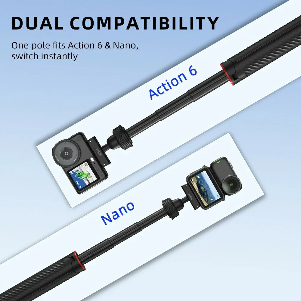 BRDRC For DJI Osmo Action 6 / Osmo Nano Magnetic Tripod Rotation Telescopic Selfie Stick Aluminum Alloy Stand - Black - 3