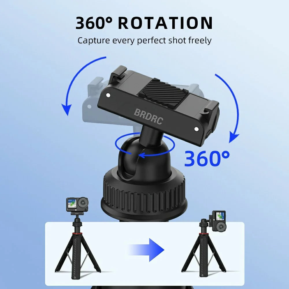 BRDRC For DJI Osmo Action 6 / Osmo Nano Magnetic Tripod Rotation Telescopic Selfie Stick Aluminum Alloy Stand - Black - 4