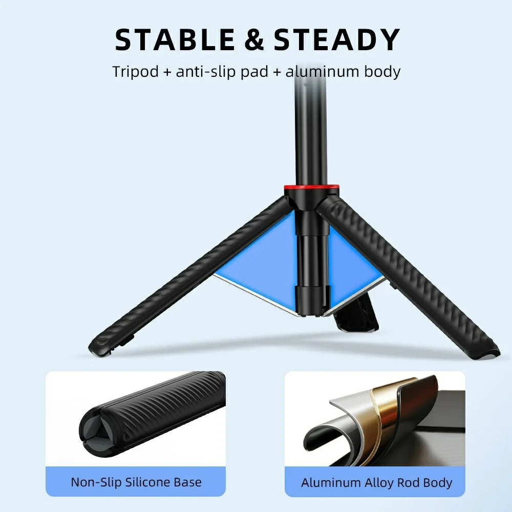 BRDRC For DJI Osmo Action 6 / Osmo Nano Magnetic Tripod Rotation Telescopic Selfie Stick Aluminum Alloy Stand - Black - 7
