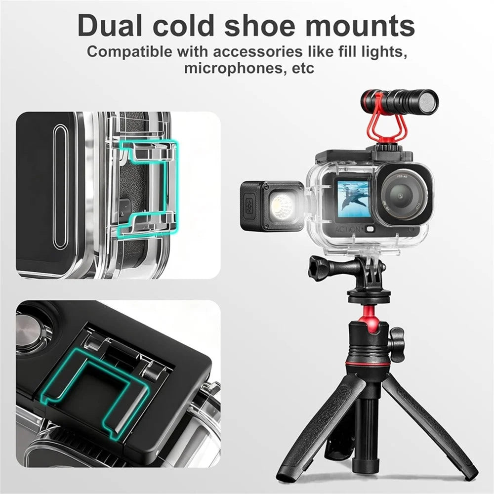 Waterproof Camera Case for DJI Osmo Action 6 30m Underwater Protection Anti-Fog Insert Dual Cold Shoe Mount Dive Cover - 5
