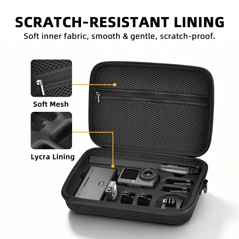 BRDRC All-in-One Carrying Case for DJI Osmo Action 6 Precision Molding Shockproof Storage Bag with Shoulder Strap - Black - 7