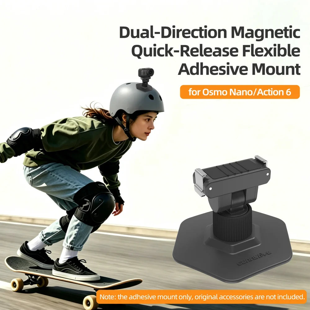 SUNNYLIFE for DJI Osmo Nano/Action 6 Magnetic Mount Quick Release Flexible Adhesive Base - Black - 2