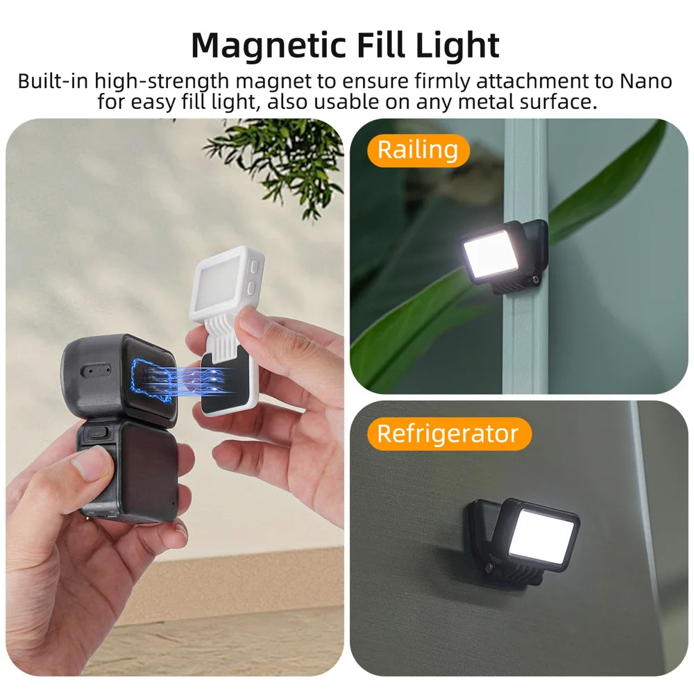 SUNNYLIFE For DJI Osmo Nano Magnetic Fill Light 3 Color Temperature LED Video Light Photography Accessories - Black - 4