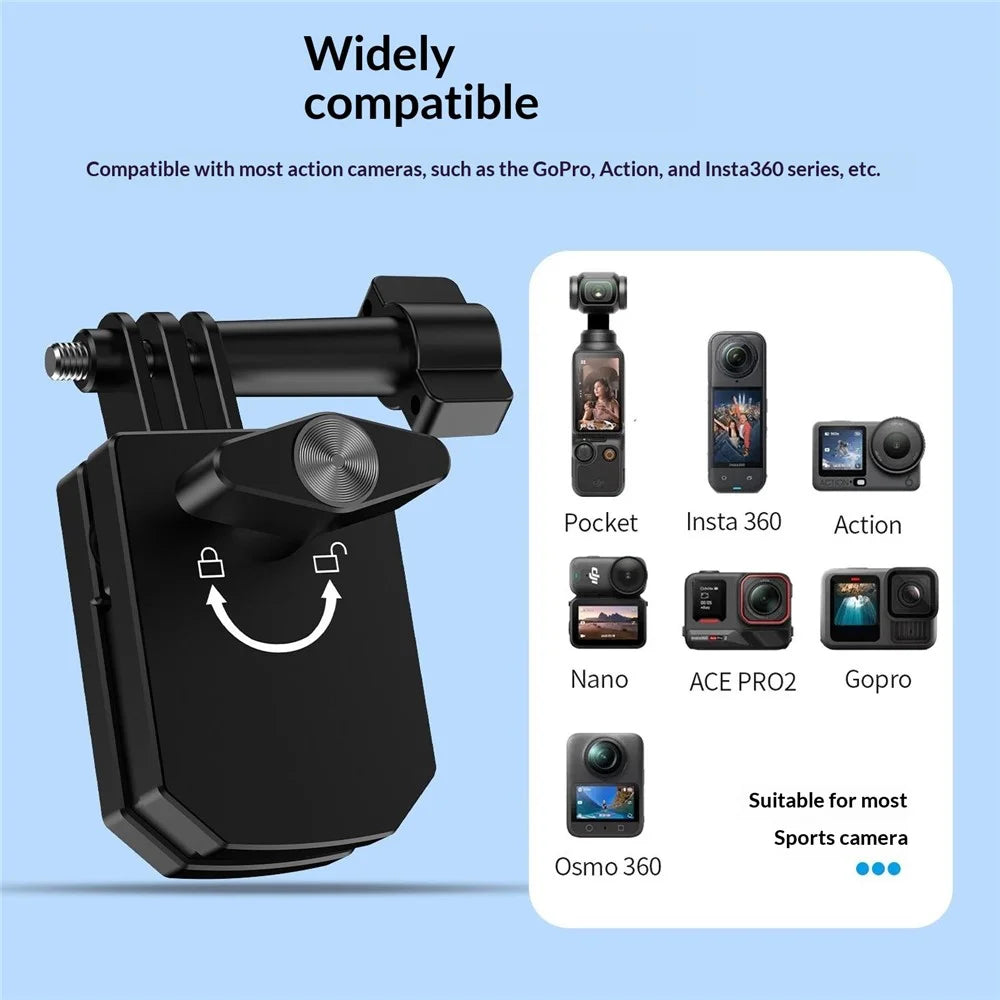 Motorcycle Windshield Clamp Mount Holder 180 Degree Rotation Action Camera Bracket for GoPro Insta360 DJI - Black - 5
