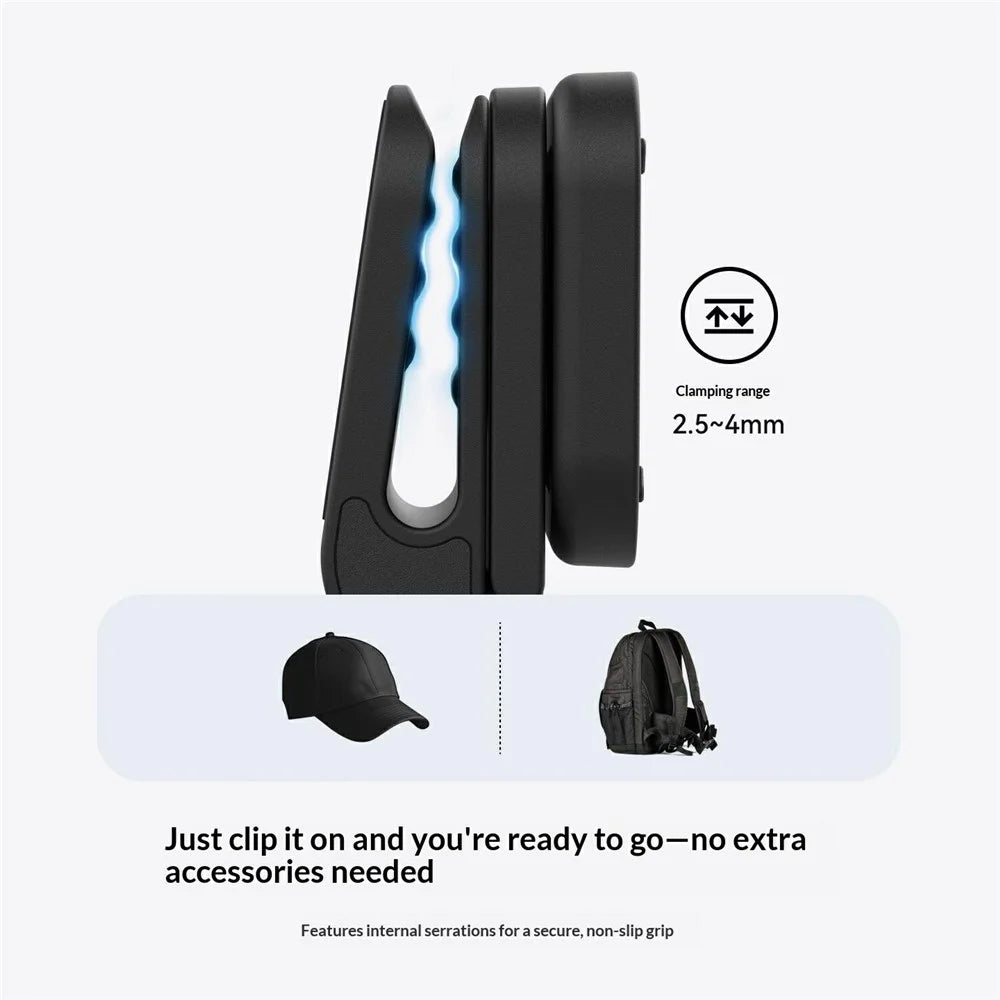 TELESIN S3-HMH-05-TIS For Insta360 Go Ultra Magnetic Brim Clip Adjustable POV Camera Mount - Black - 5