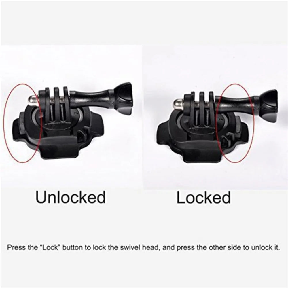 360 Degree Rotating Helmet Mount for GoPro Action Camera Quick Release Adhesive Base - Black - 7