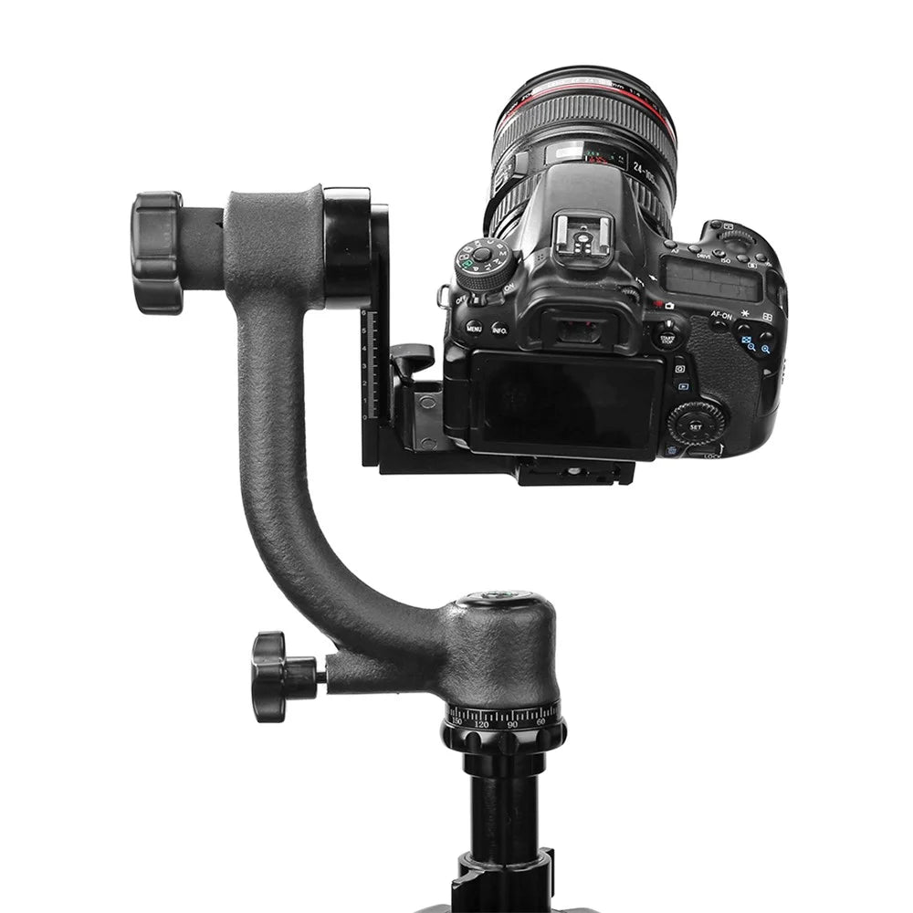 Panoramic 360 Degree Vertical Gimbal Tripod Head 1/4 inch Screw Telephoto Lens Quick Release Plate for DSLR Camera - 4