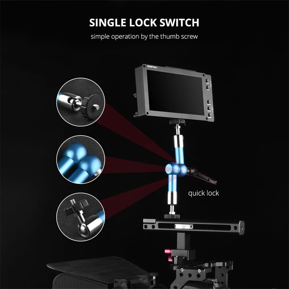YELANGU A75 7-inch Metal Arm Mount Camera Adjustable Extension Rack DV Monitor LCD Screen Rotating Stand for Live-stream Photography - 4