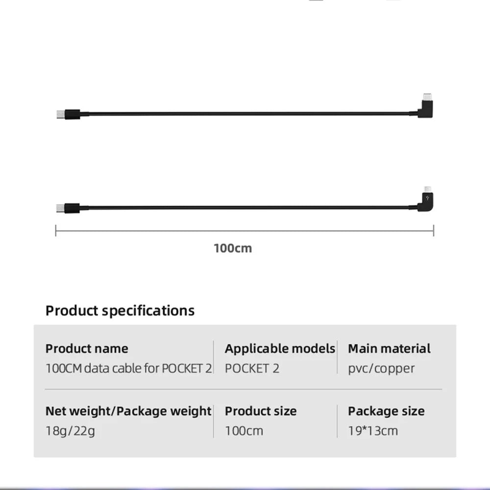100cm Data Line Camera Direct Connection to Mobile Phone Conversion Wire Type-C to Type-C/Micro USB Cable for DJI Osmo Pocket 2 - Type-C to Type-C - 5