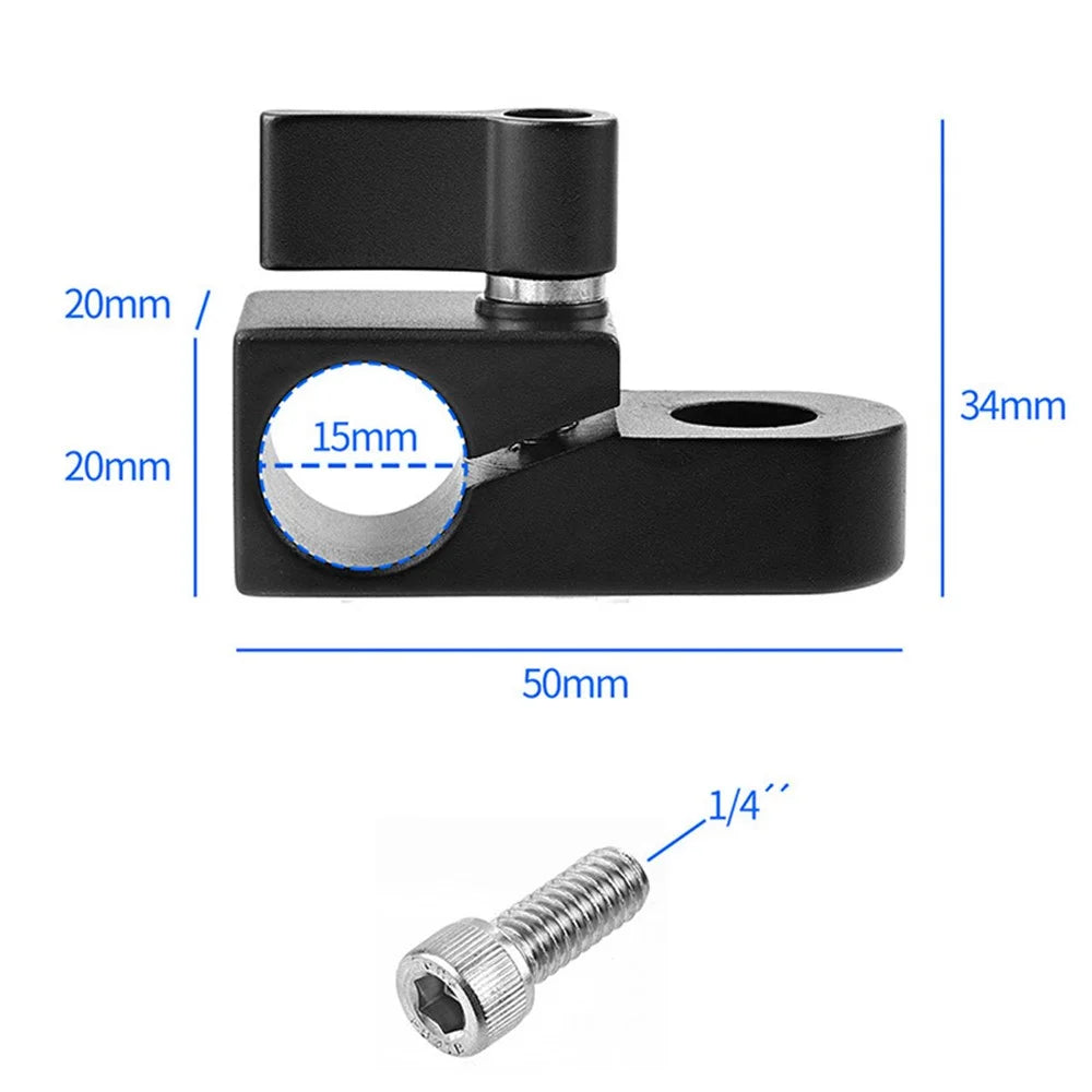 F42850 Single Hole 15mm Rail Clamp Mount Rod Holder Camera Rig Rod Extension System Accessories - Red - 6