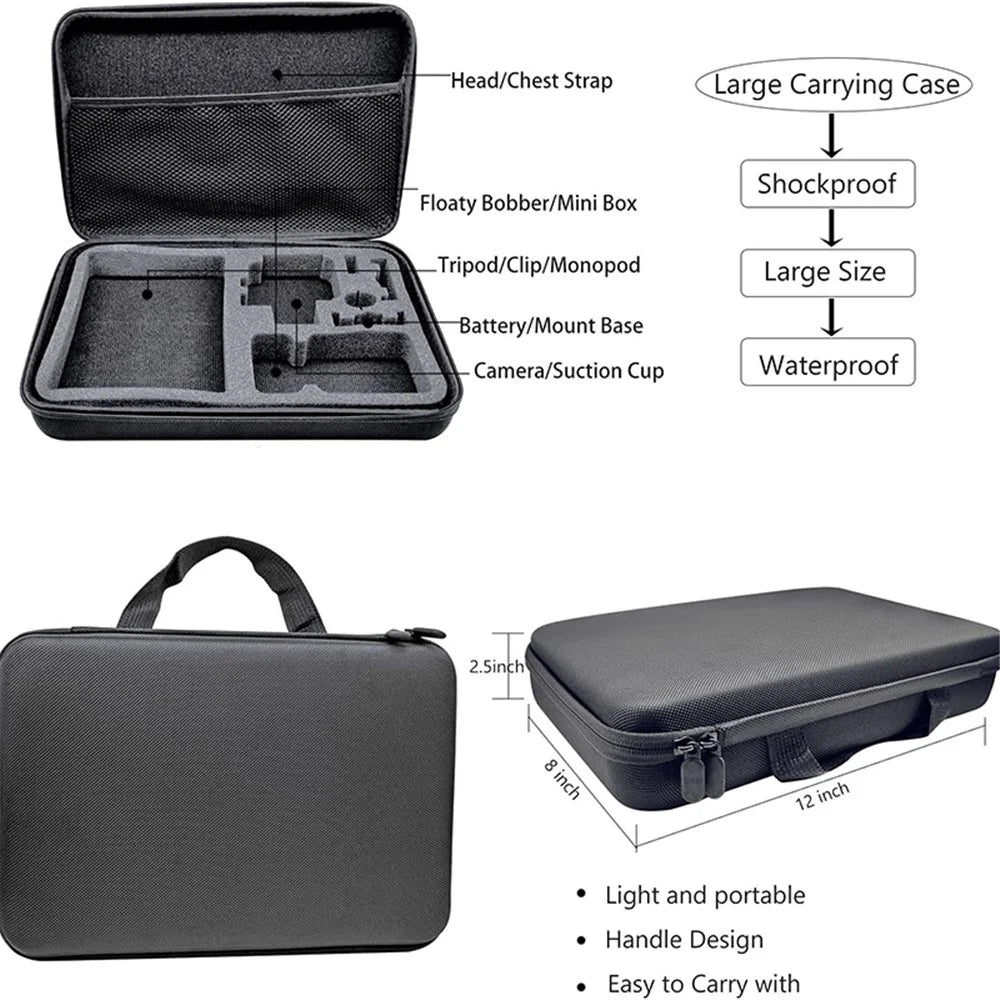 54-in-1 Accessories Kit for GoPro Hero 12 11 10 9 Waterproof Case Silicone Cover Tempered Glass Flim - 2