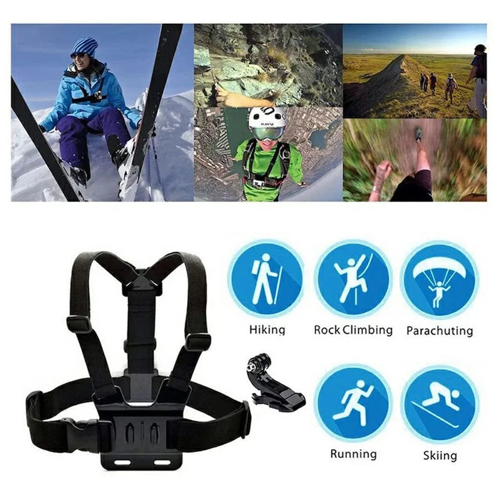 6-in-1 Accessories Kit for GoPro Hero Parts with Chest Strap, Mobile Phone Clip - 2