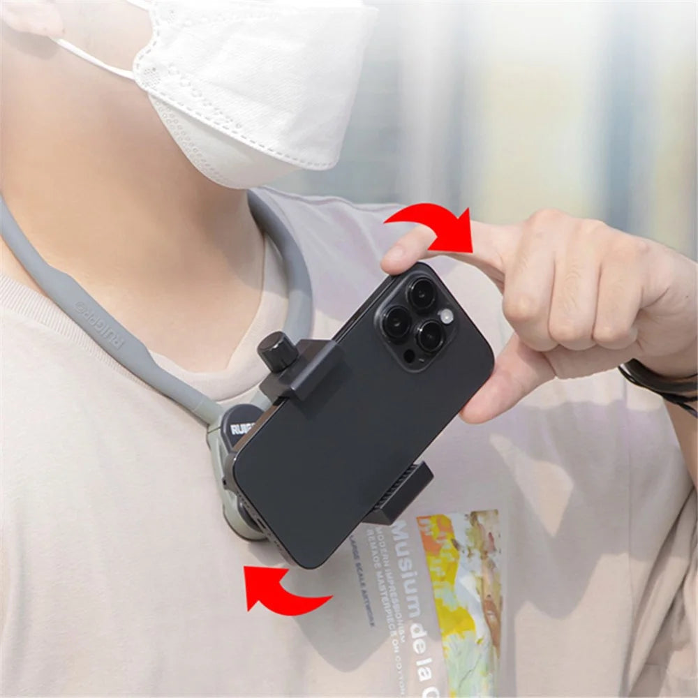 RUIGPRO For GoPro / Insta360 / DJI Action Camera Magnetic Neck Mount Bracket + Anti-shake Rope + Rotating Base - 6