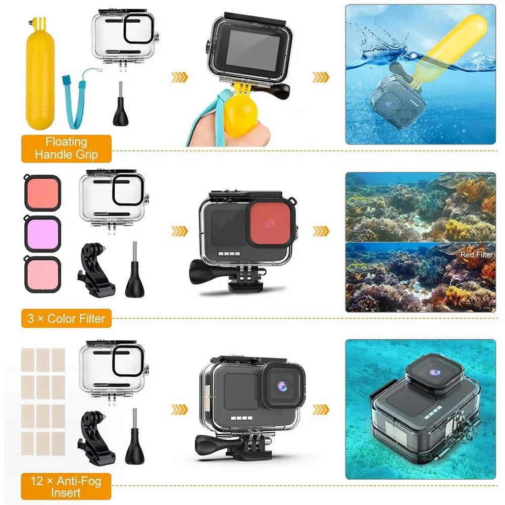 42-in-1 Accessories for GoPro Hero 9 / 10 / 11 / 12 Action Camera Chest Strap 60m Waterproof Case Lens Filter Set - 4