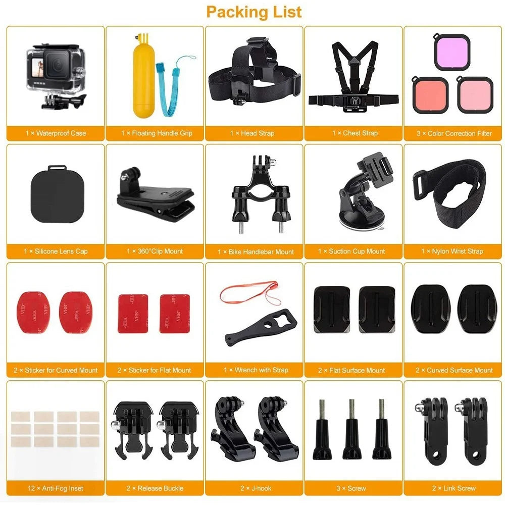 42-in-1 Accessories for GoPro Hero 9 / 10 / 11 / 12 Action Camera Chest Strap 60m Waterproof Case Lens Filter Set - 6