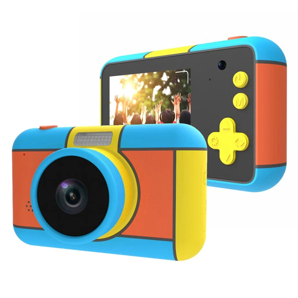 D7 2.4 Inch IPS Screen Dual Lens HD Kids Digital Camera Video Recorder - Splicing Blue - 1