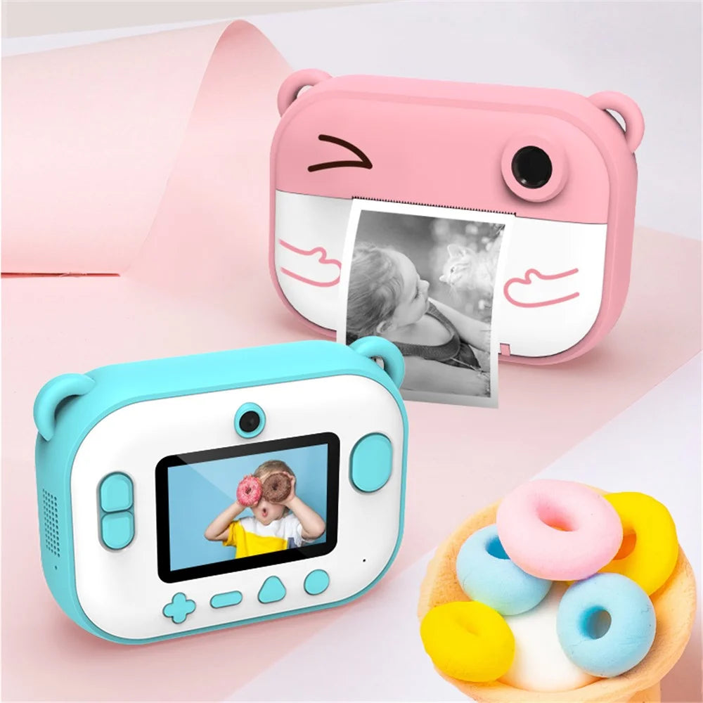 C3 Kids Cute Cartoon Instant Print Camera 2.4-inch IPS HD Screen Children Camcorder Toy - Blue - 4