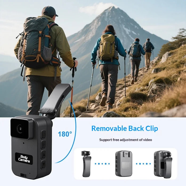 PD02 WiFi Mini Body Camera Waterproof Sports Recorder 0.98 Inch IPS Screen Pocket Cam with Back Clip - Black - 6